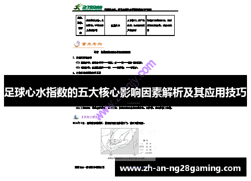 足球心水指数的五大核心影响因素解析及其应用技巧 足球心水指数的五大核心影响因素解析及其应用技巧